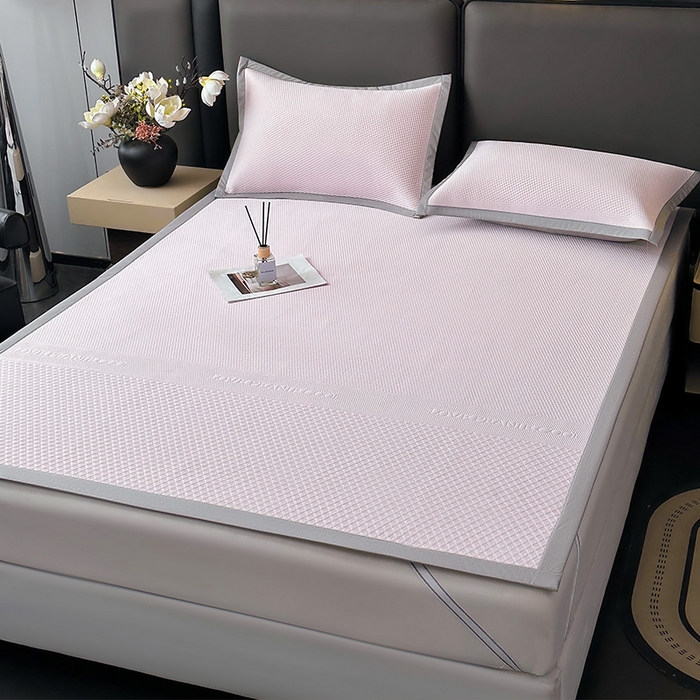 91家纺网 家纺一手货源 找家纺 乐家欣 2026新款凉感冰丝床席床笠四件套 冰丝床席款-蜜桃粉