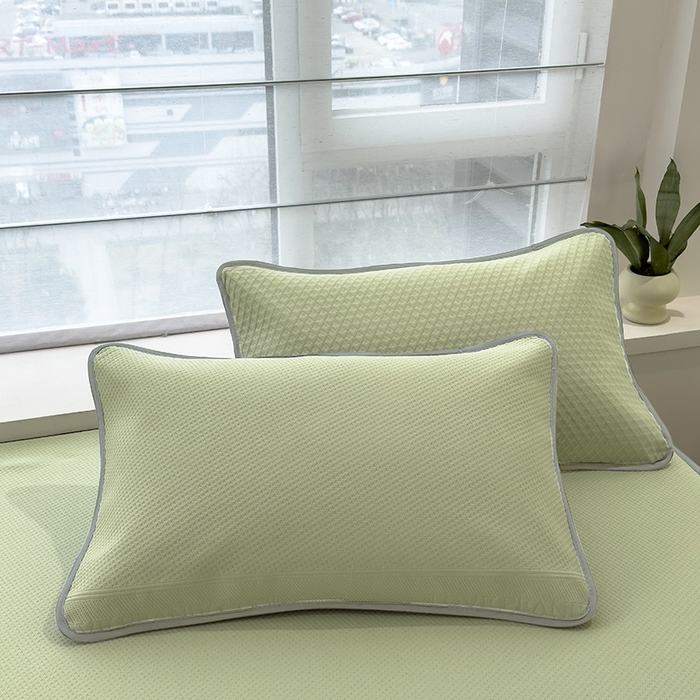 91家纺网 家纺一手货源 找家纺 乐家欣 2026新款凉感冰丝床席床笠四件套 冰丝床笠款-嫩绿