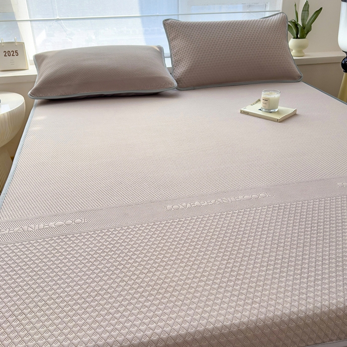 91家纺网 家纺一手货源 找家纺 乐家欣 2026新款凉感冰丝床席床笠四件套 冰丝床笠款-浅灰