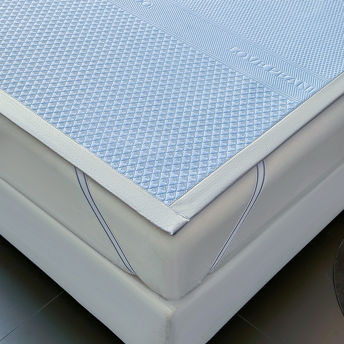 91家纺网 家纺一手货源 找家纺 乐家欣 2026新款凉感冰丝床席床笠四件套 冰丝床席款-宾利蓝