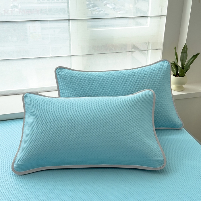 91家纺网 家纺一手货源 找家纺 乐家欣 2026新款凉感冰丝床席床笠四件套 冰丝床笠款-清水蓝