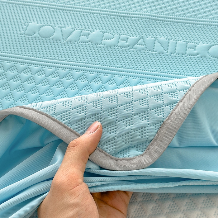 91家纺网 家纺一手货源 找家纺 乐家欣 2026新款凉感冰丝床席床笠四件套 冰丝床笠款-清水蓝