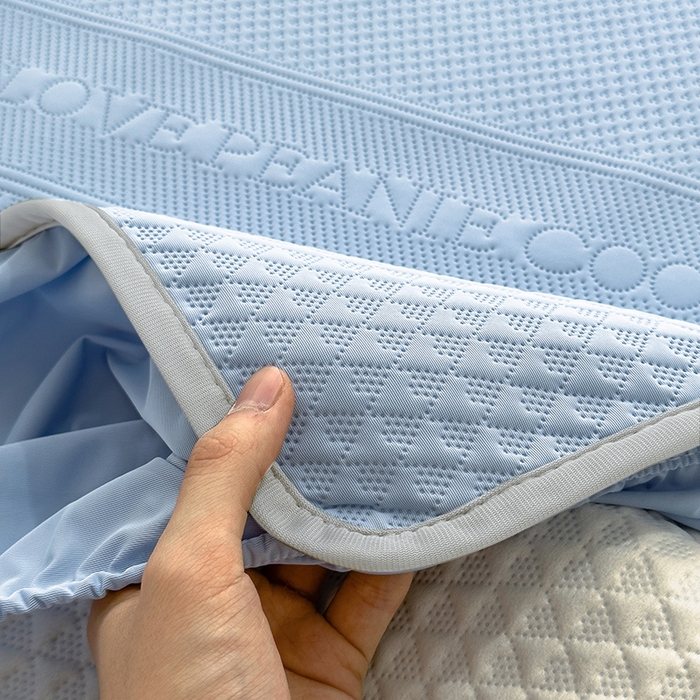 91家纺网 家纺一手货源 找家纺 乐家欣 2026新款凉感冰丝床席床笠四件套 冰丝床笠款-宾利蓝