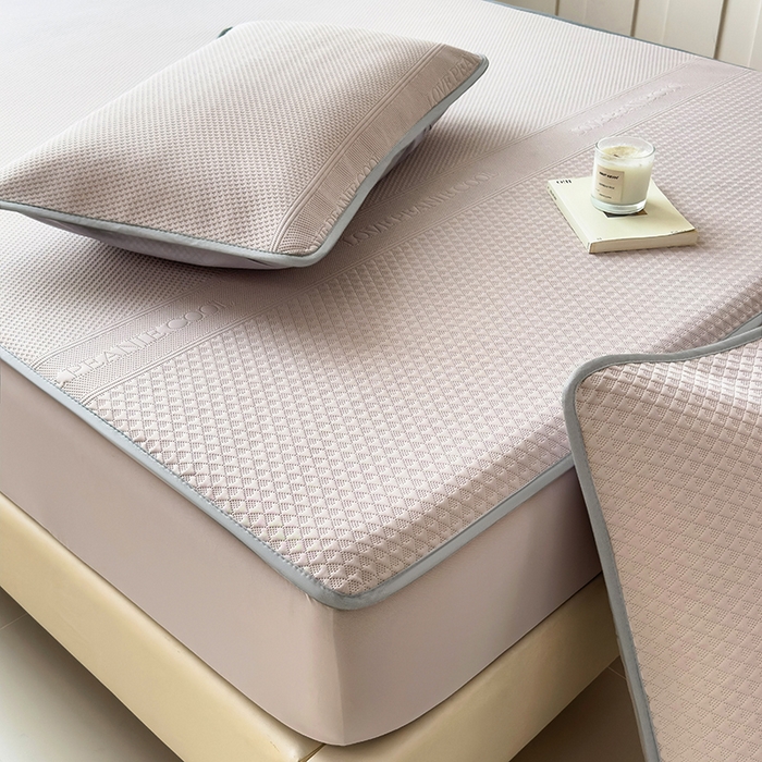 91家纺网 家纺一手货源 找家纺 乐家欣 2026新款凉感冰丝床席床笠四件套 冰丝床笠款-浅灰