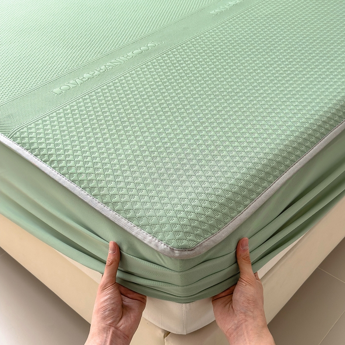 91家纺网 家纺一手货源 找家纺 乐家欣 2026新款凉感冰丝床席床笠四件套 冰丝床笠款-松绿