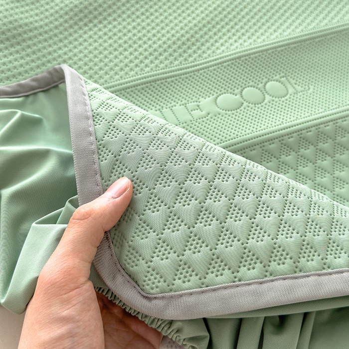 91家纺网 家纺一手货源 找家纺 乐家欣 2026新款凉感冰丝床席床笠四件套 冰丝床笠款-松绿