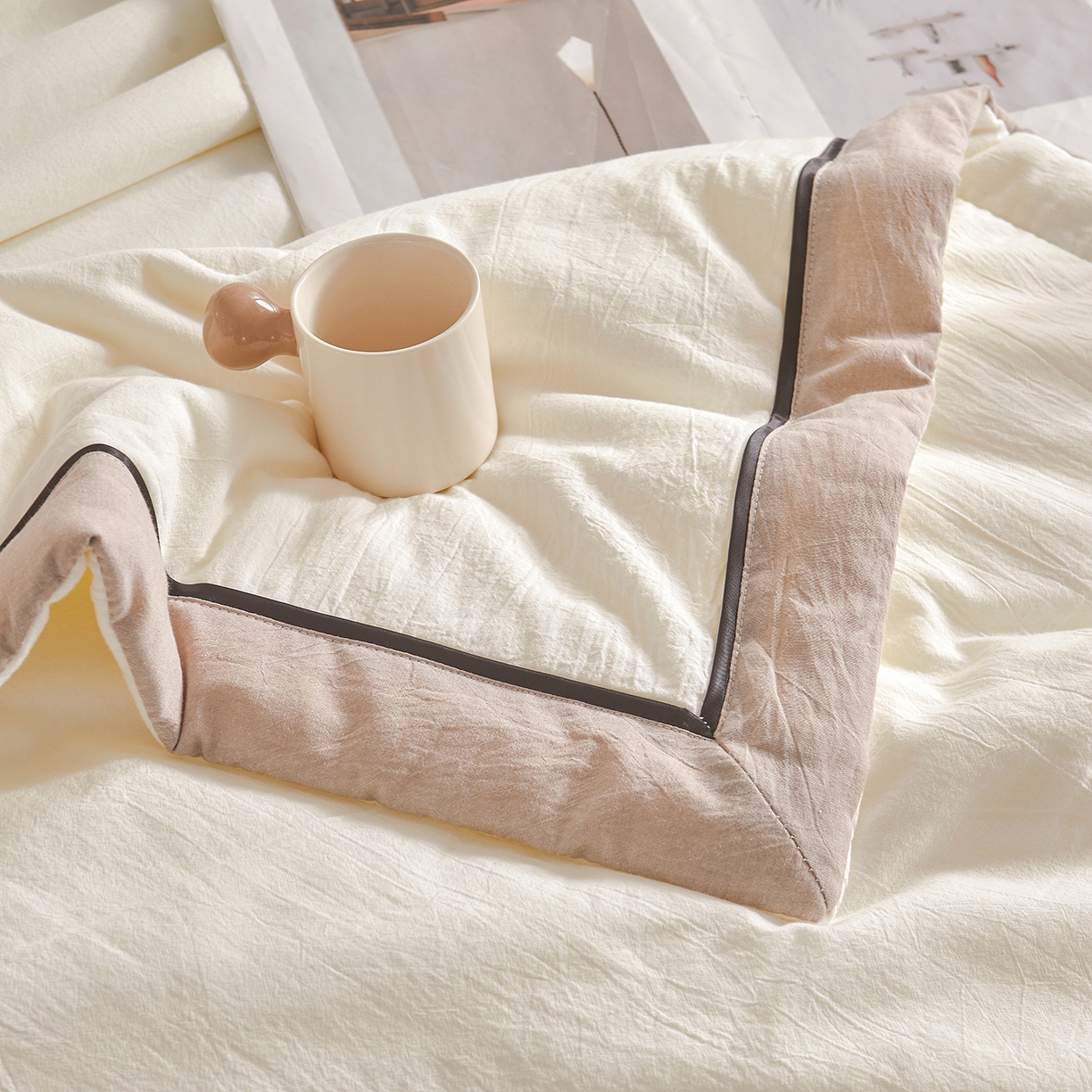 91家纺网 家纺一手货源 找家纺 创优家纺 2026新款新疆棉花夏被无印风纯色100%新疆棉夏凉被空调被棉花夏被棉花被子百分百新疆棉可水洗/可机洗棉花被（专版烫画 盗版必究） 棉朵-米白