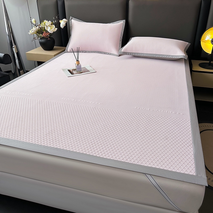 91家纺网 家纺一手货源 找家纺 乐家欣 2026新款凉感冰丝床席床笠四件套 冰丝床席款-蜜桃粉