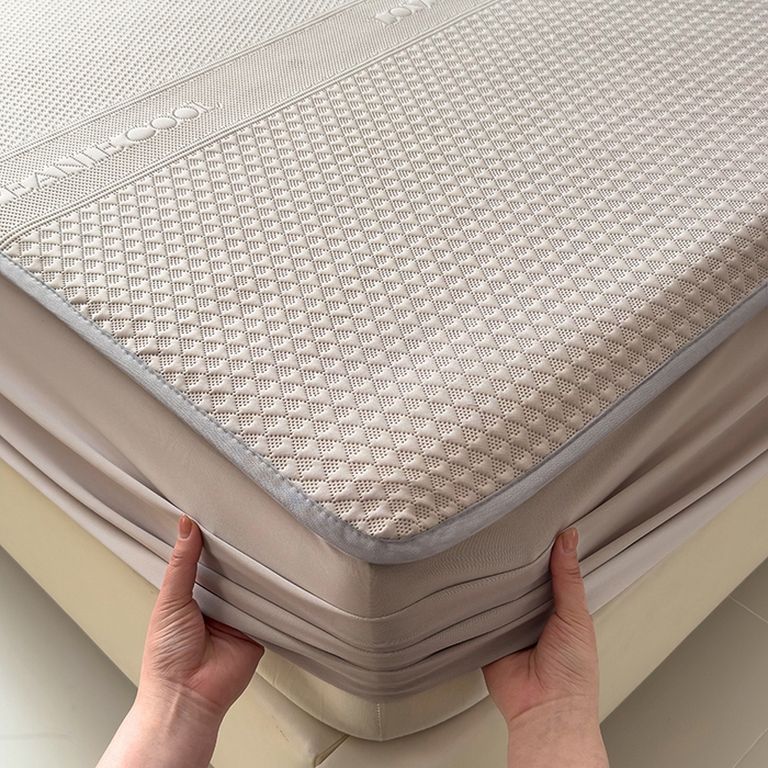 91家纺网 家纺一手货源 找家纺 乐家欣 2026新款凉感冰丝床席床笠四件套 冰丝床笠款-浅灰