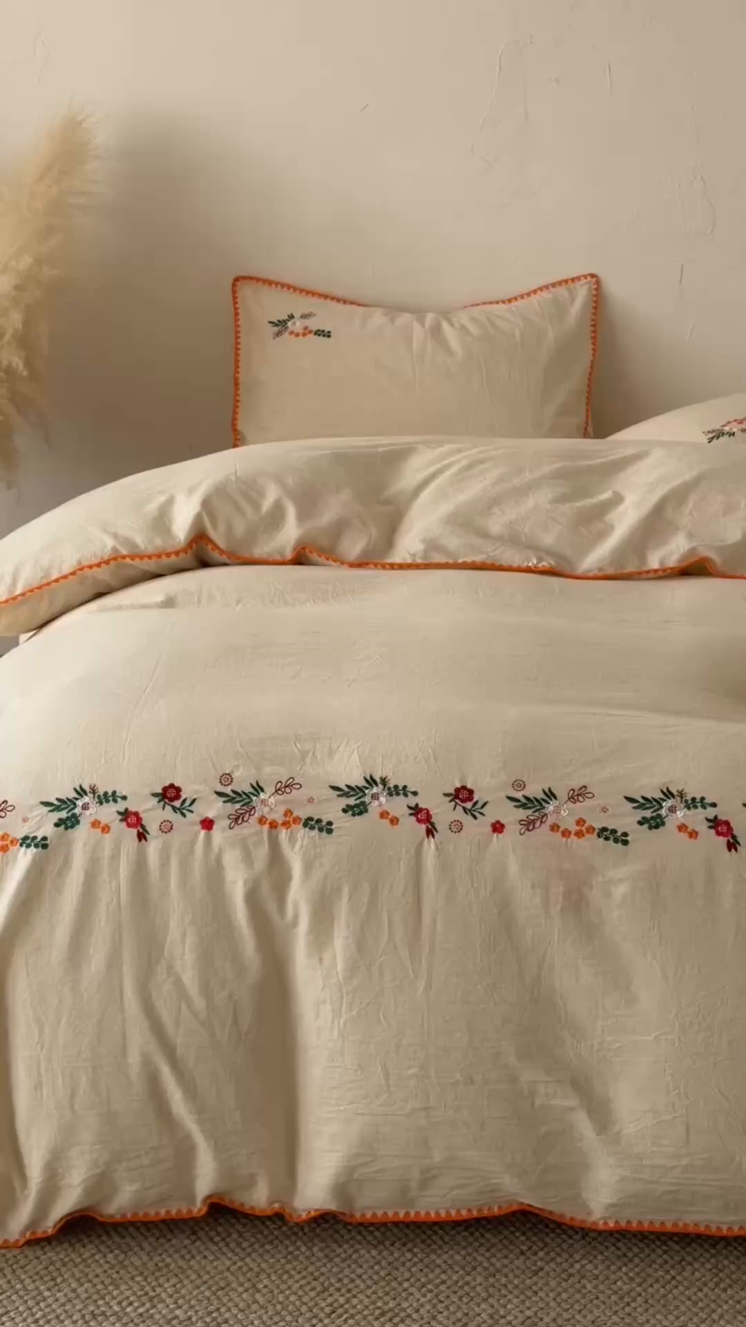 91家纺网 家纺一手货源 找家纺 淑女公社家纺 2026春夏新款贝壳边刺绣绣花棉麻四件套-柔朴乡野 柔朴乡野 本白