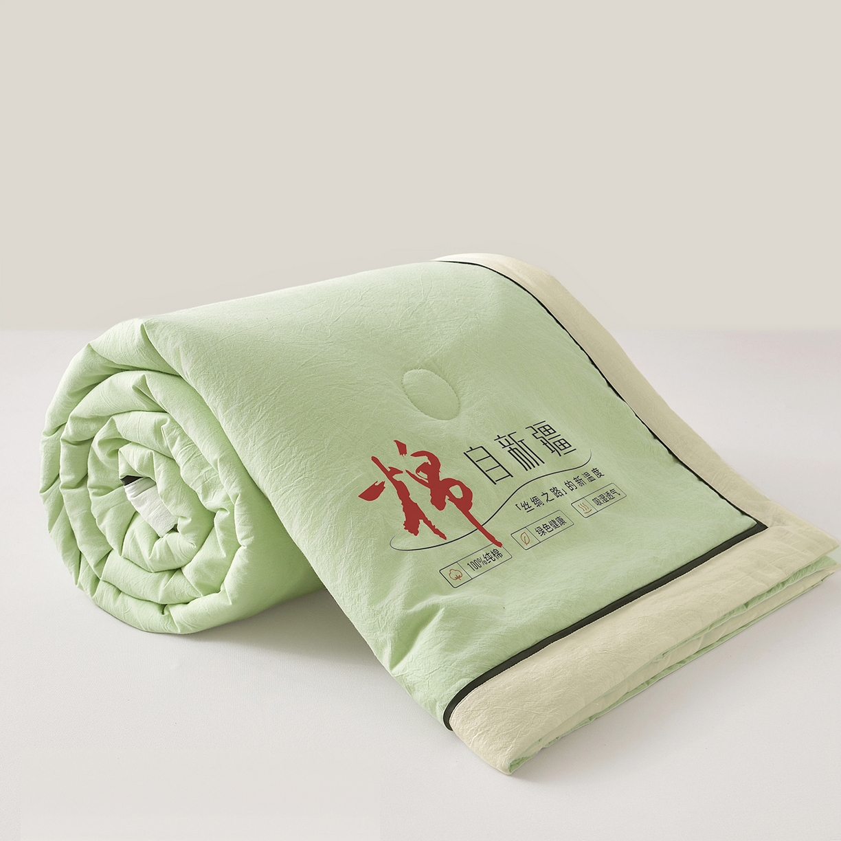 91家纺网 家纺一手货源 找家纺 创优家纺 2026新款新疆棉花夏被无印风纯色100%新疆棉夏凉被空调被棉花夏被棉花被子百分百新疆棉可水洗/可机洗棉花被（专版烫画 盗版必究） 棉朵-奶白绿