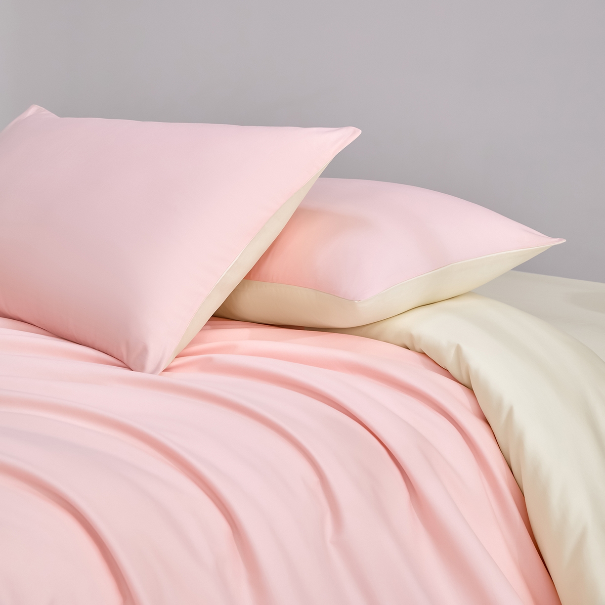 91家纺网 家纺一手货源 找家纺 合欢（原天一阁） 2026新款50s双股长绒棉全棉纯棉纯色四件套 暖心粉+流苏白