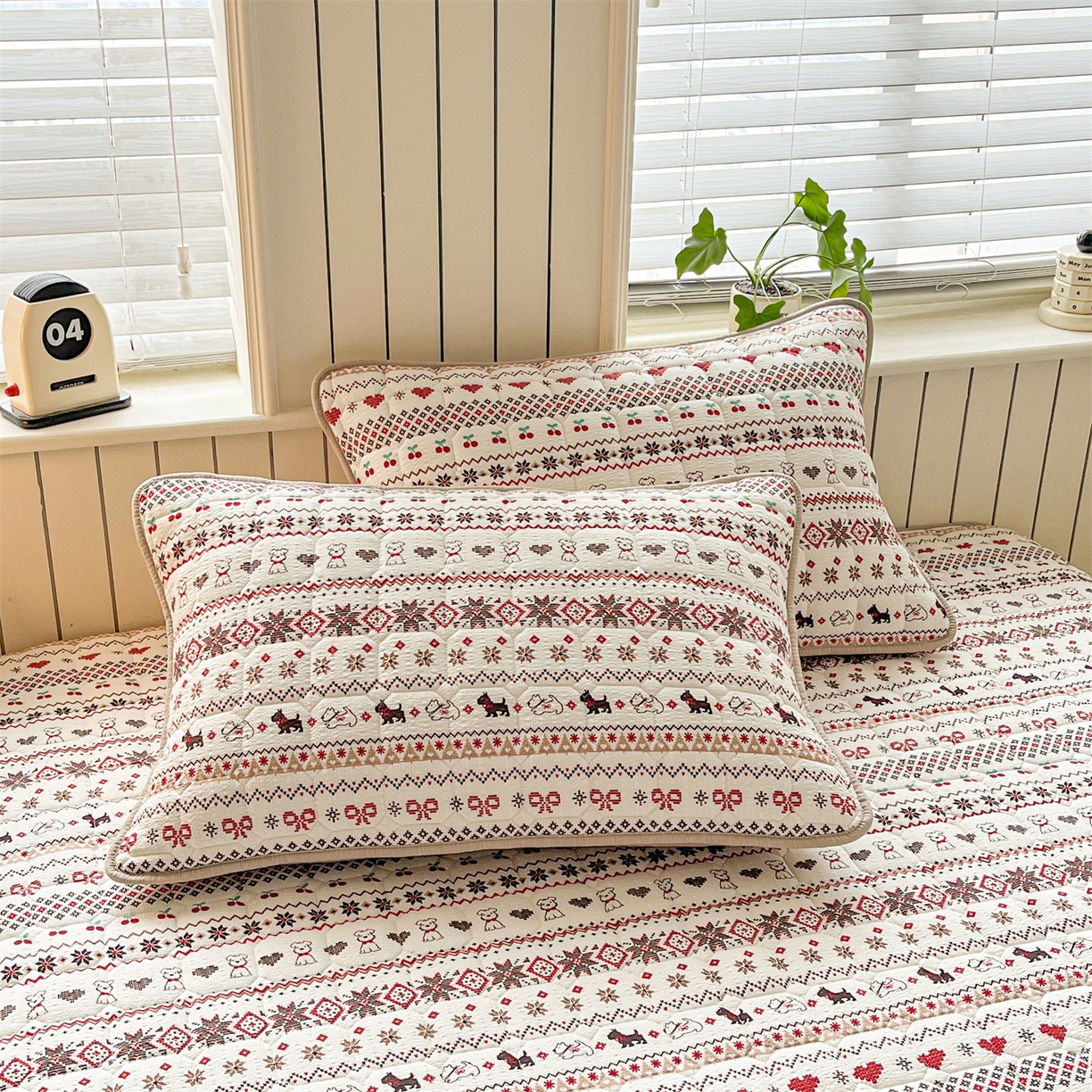 91家纺网 家纺一手货源 找家纺 优眠坊 2026新款亲肤泡芙纱夹棉单床笠床笠单件单品床笠三件套 圣诞小狗-夹棉款