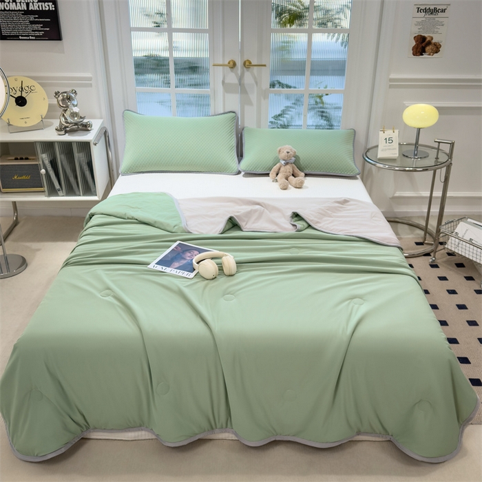 乐家欣 2026新款凉感冰丝夏被床笠四件套 凉感夏被-松绿