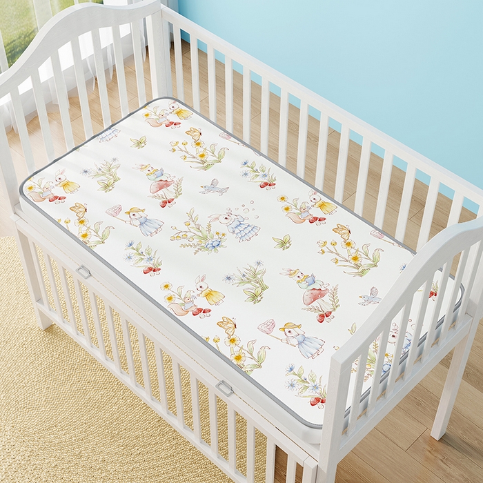 家品罗兰 2026春夏新款数码印花婴儿床冰丝席-水光冰丝系列 精灵小兔