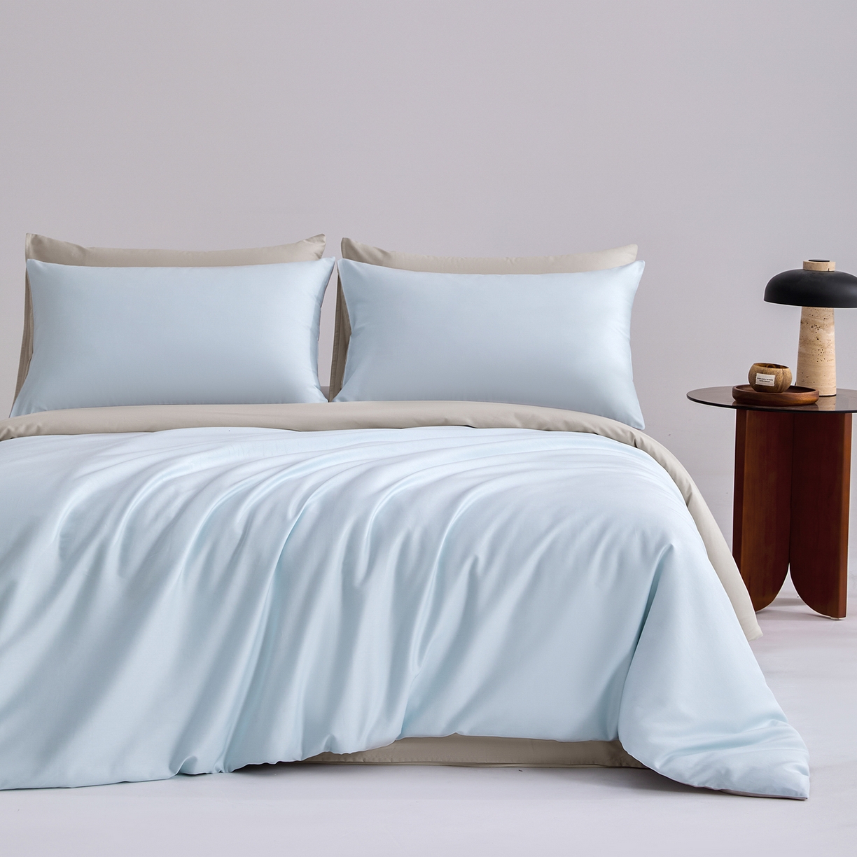 合欢（原天一阁） 2026新款50s双股长绒棉全棉纯棉纯色四件套 水军蓝+银竹灰