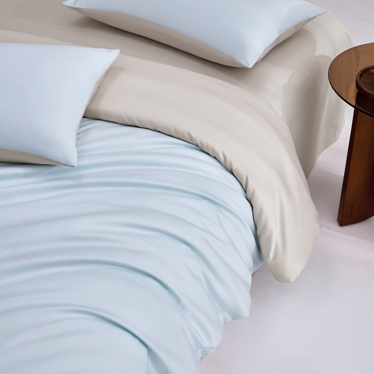 91家纺网 家纺一手货源 找家纺 合欢（原天一阁） 2026新款50s双股长绒棉全棉纯棉纯色四件套 水军蓝+银竹灰