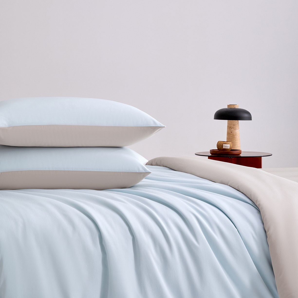 91家纺网 家纺一手货源 找家纺 合欢（原天一阁） 2026新款50s双股长绒棉全棉纯棉纯色四件套 水军蓝+银竹灰