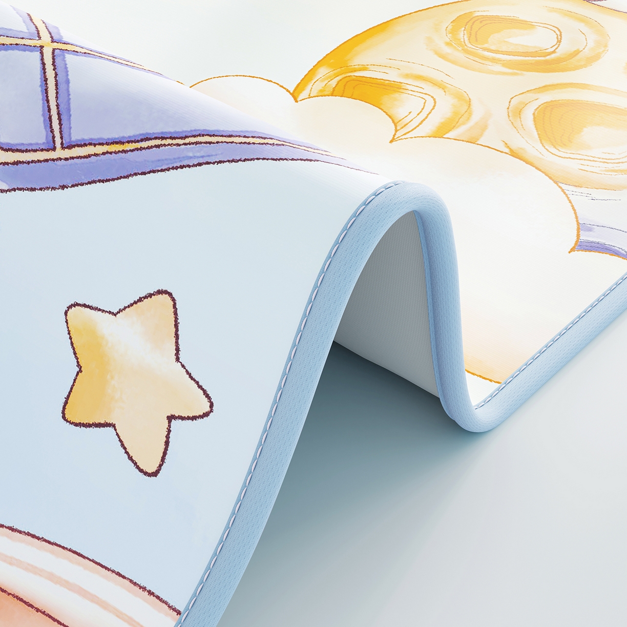 91家纺网 家纺一手货源 找家纺 家品罗兰 2026春夏新款数码印花婴儿床冰丝席-水光冰丝系列 星际漫游