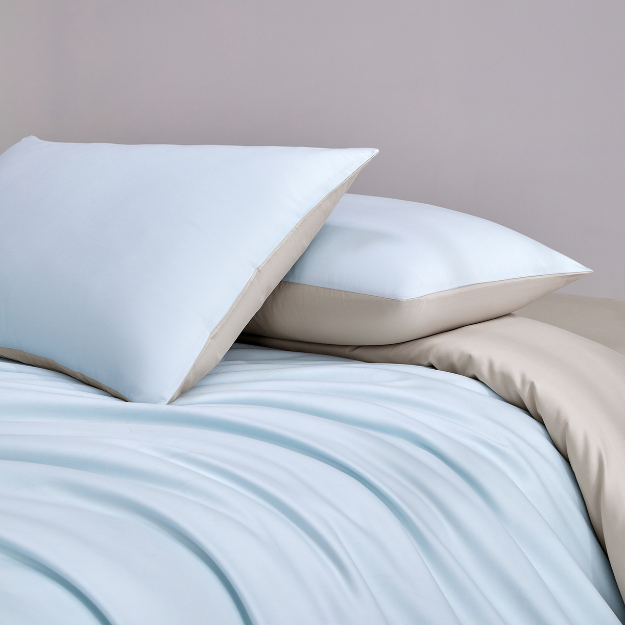 91家纺网 家纺一手货源 找家纺 合欢（原天一阁） 2026新款50s双股长绒棉全棉纯棉纯色四件套 水军蓝+银竹灰