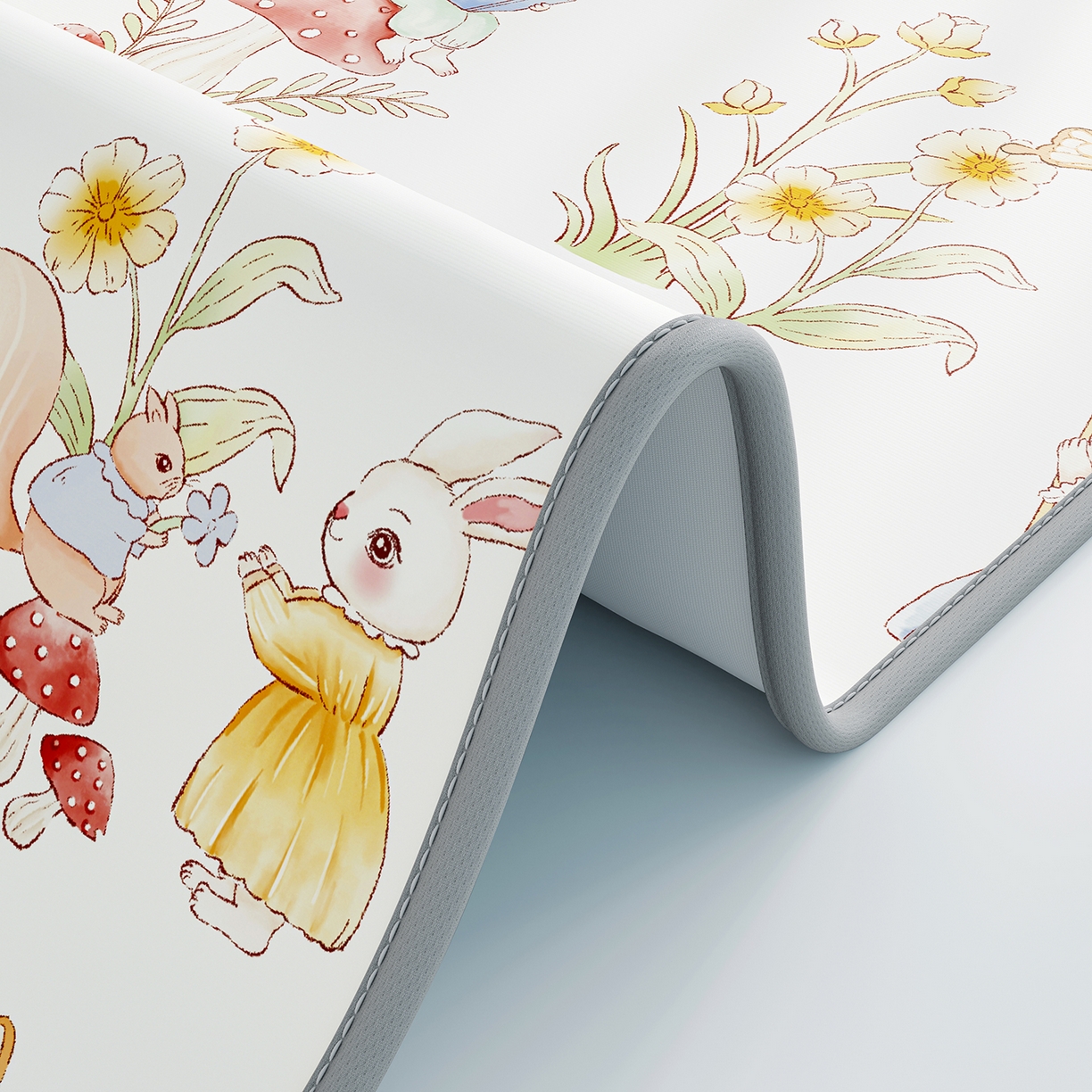 91家纺网 家纺一手货源 找家纺 家品罗兰 2026春夏新款数码印花婴儿床冰丝席-水光冰丝系列 精灵小兔