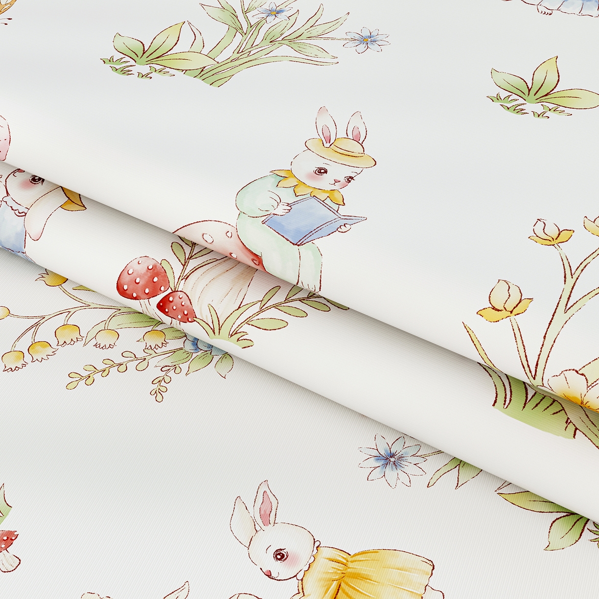 91家纺网 家纺一手货源 找家纺 家品罗兰 2026春夏新款数码印花婴儿床冰丝席-水光冰丝系列 精灵小兔