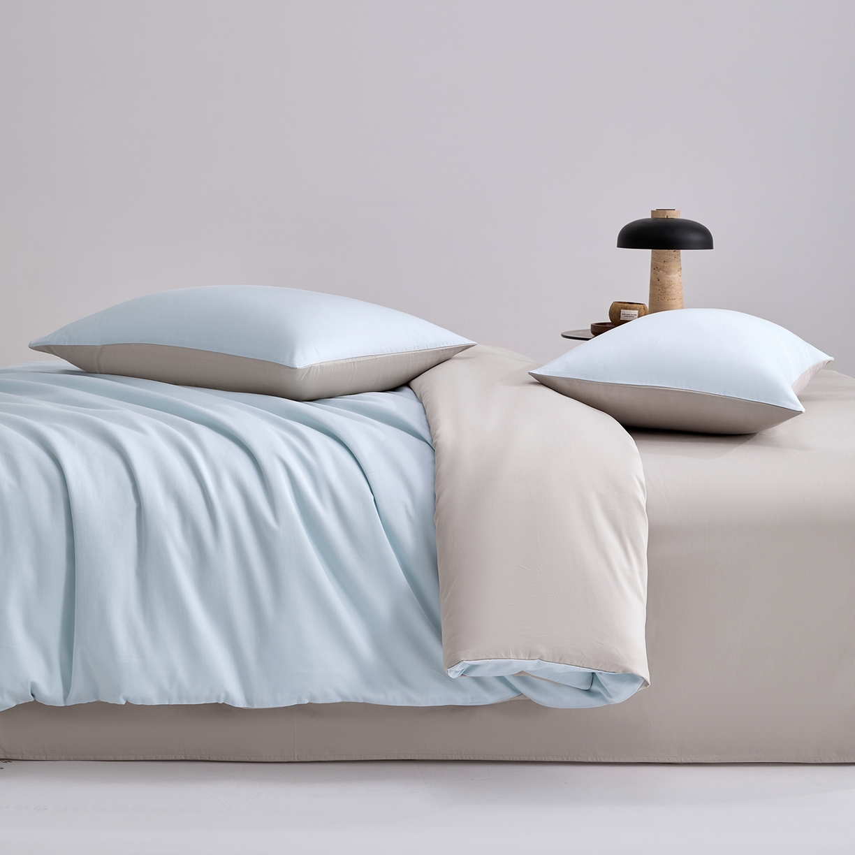 91家纺网 家纺一手货源 找家纺 合欢（原天一阁） 2026新款50s双股长绒棉全棉纯棉纯色四件套 水军蓝+银竹灰