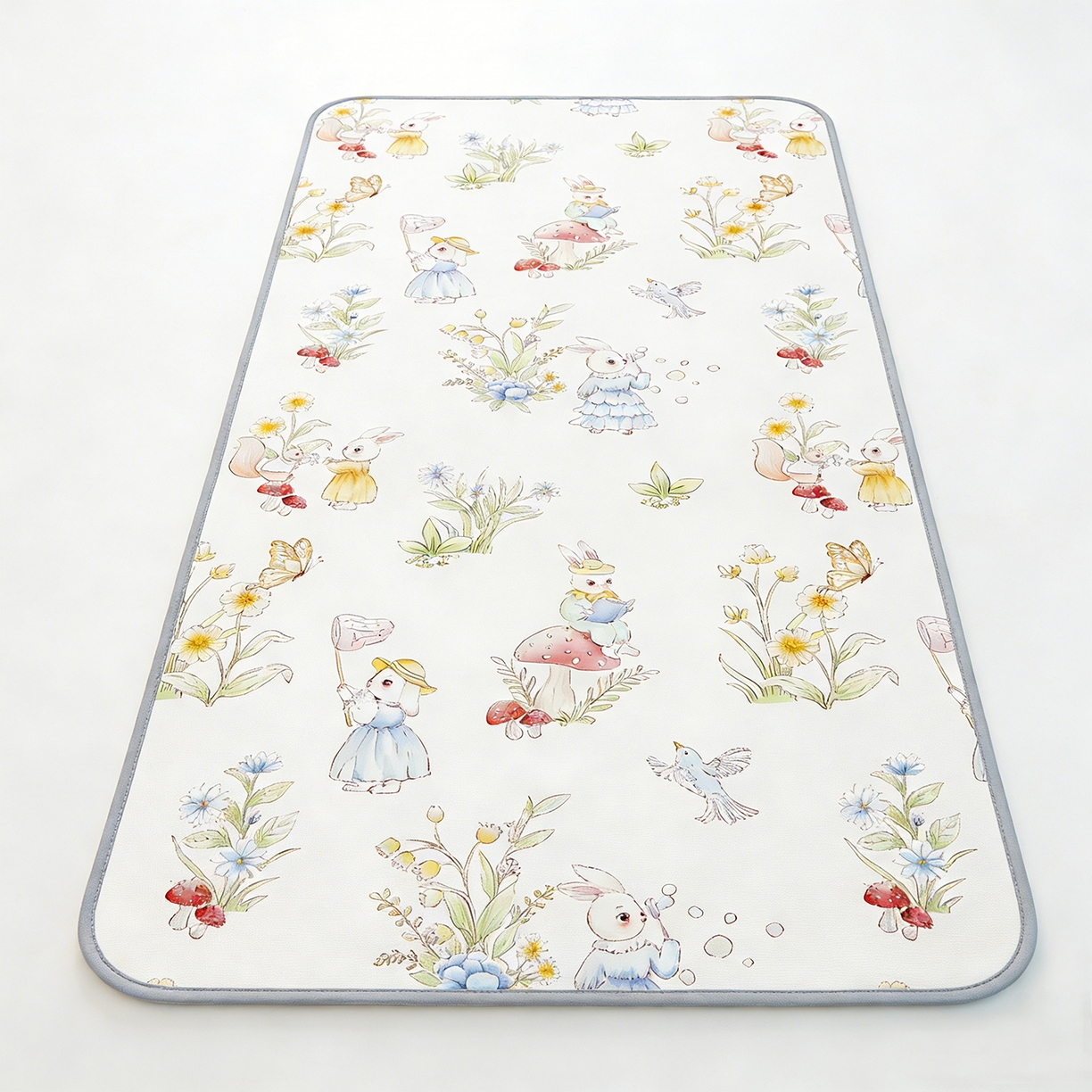 91家纺网 家纺一手货源 找家纺 家品罗兰 2026春夏新款数码印花婴儿床冰丝席-水光冰丝系列 精灵小兔