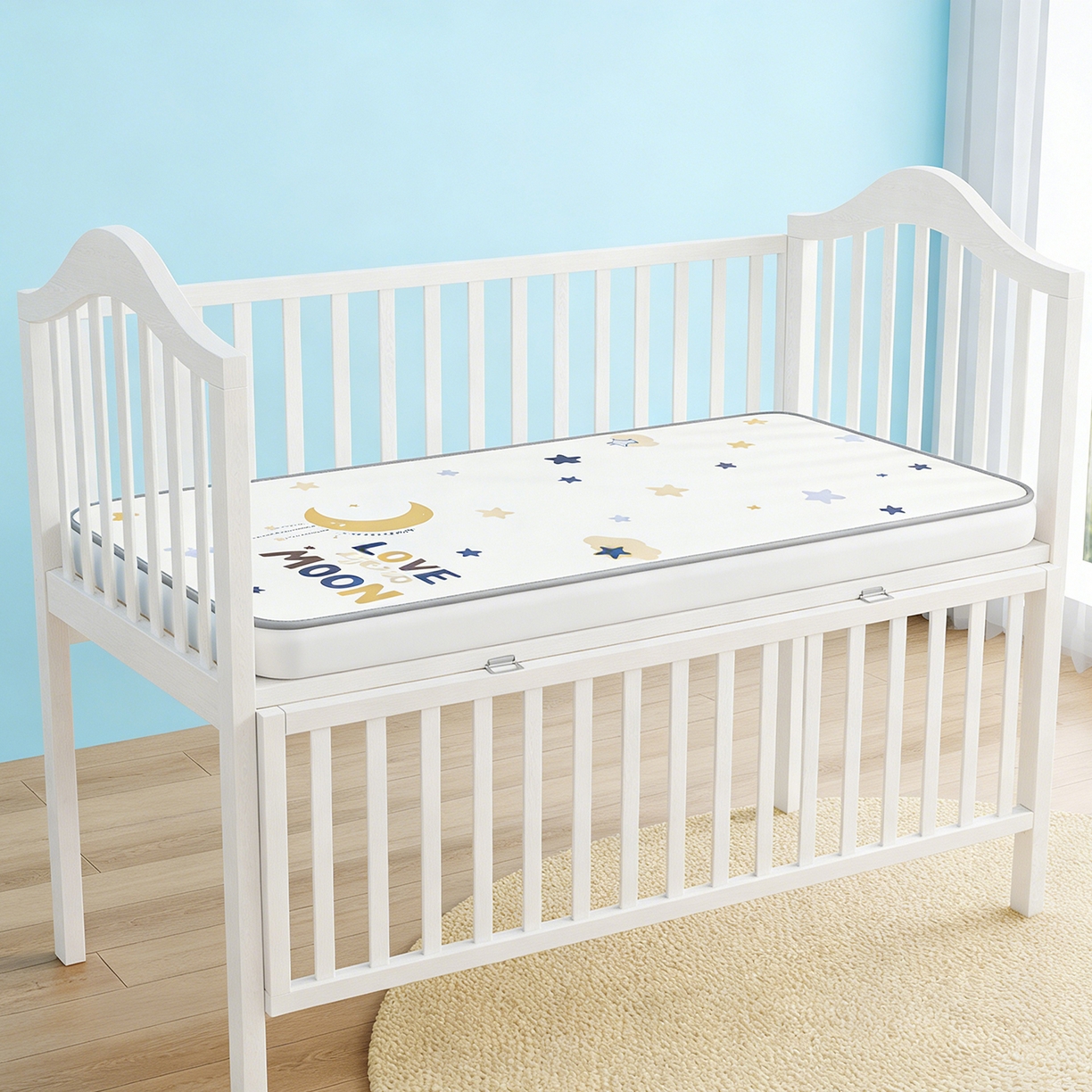 91家纺网 家纺一手货源 找家纺 家品罗兰 2026春夏新款数码印花婴儿床冰丝席-水光冰丝系列 满天星辰