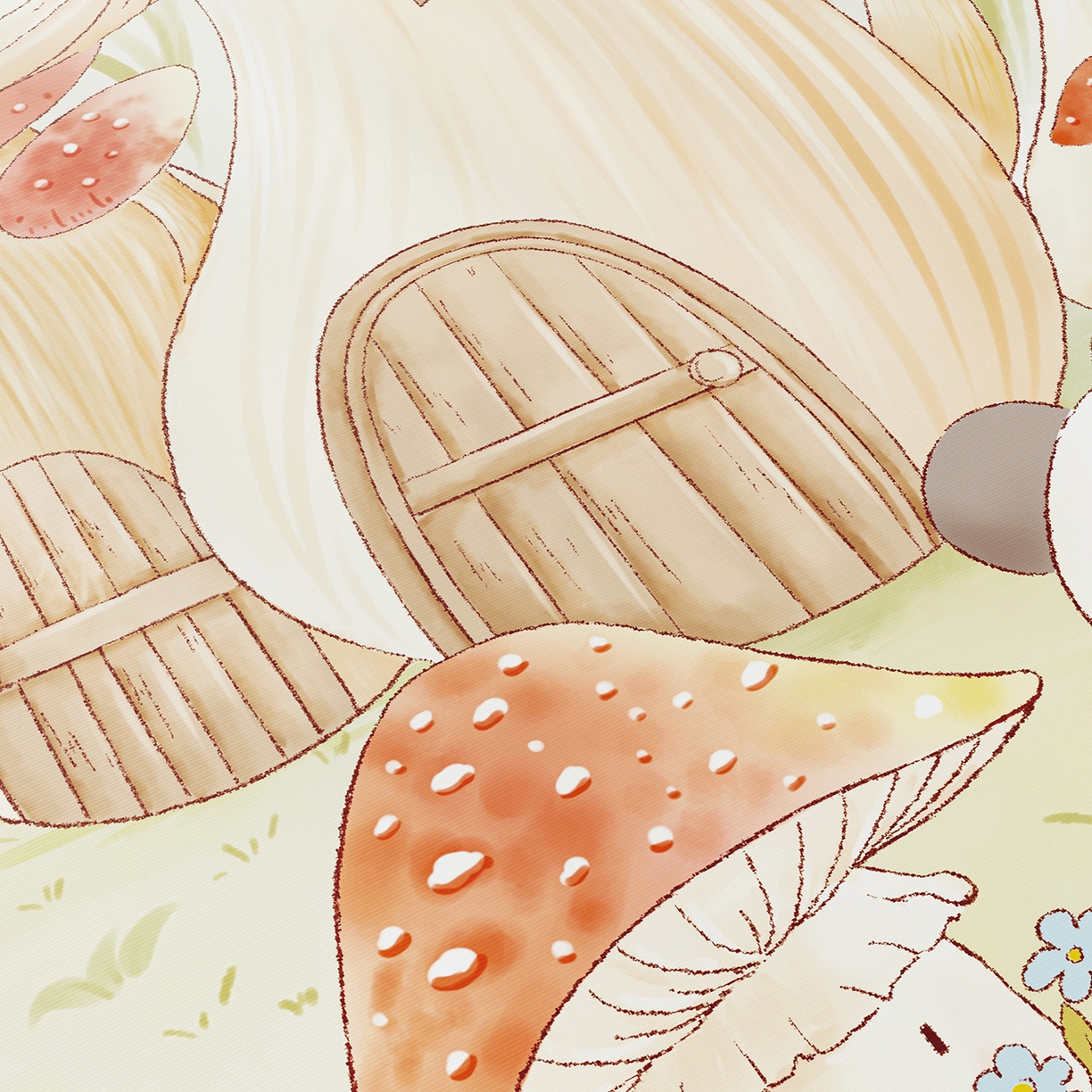 91家纺网 家纺一手货源 找家纺 家品罗兰 2026春夏新款数码印花婴儿床冰丝席-水光冰丝系列 蘑菇城堡