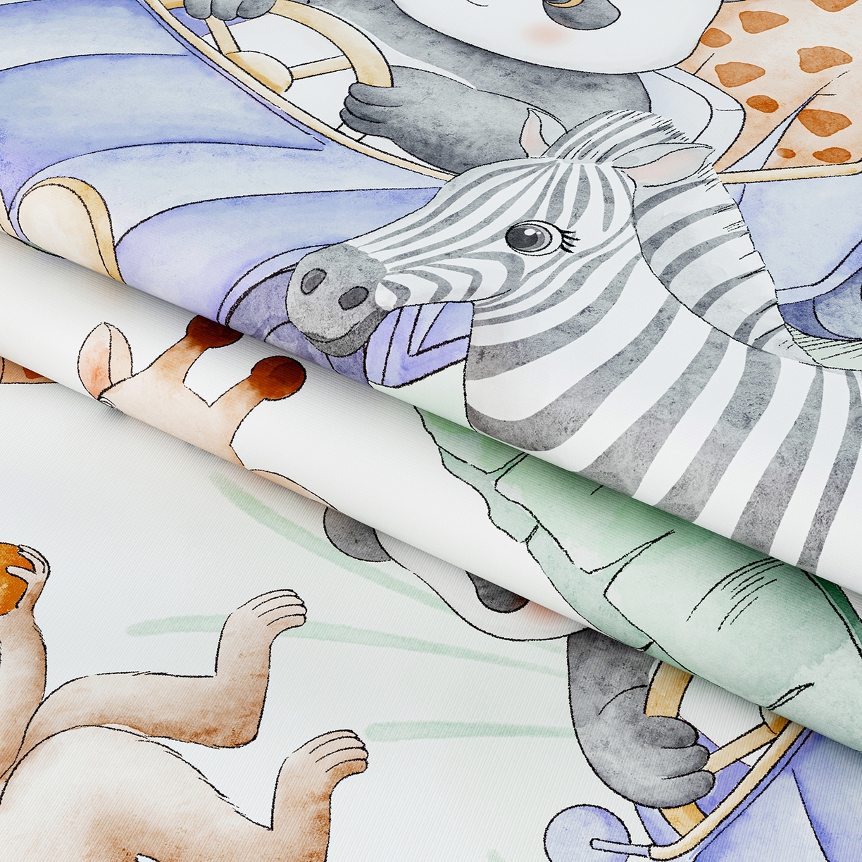 91家纺网 家纺一手货源 找家纺 家品罗兰 2026春夏新款数码印花婴儿床冰丝席-水光冰丝系列 动物乐园