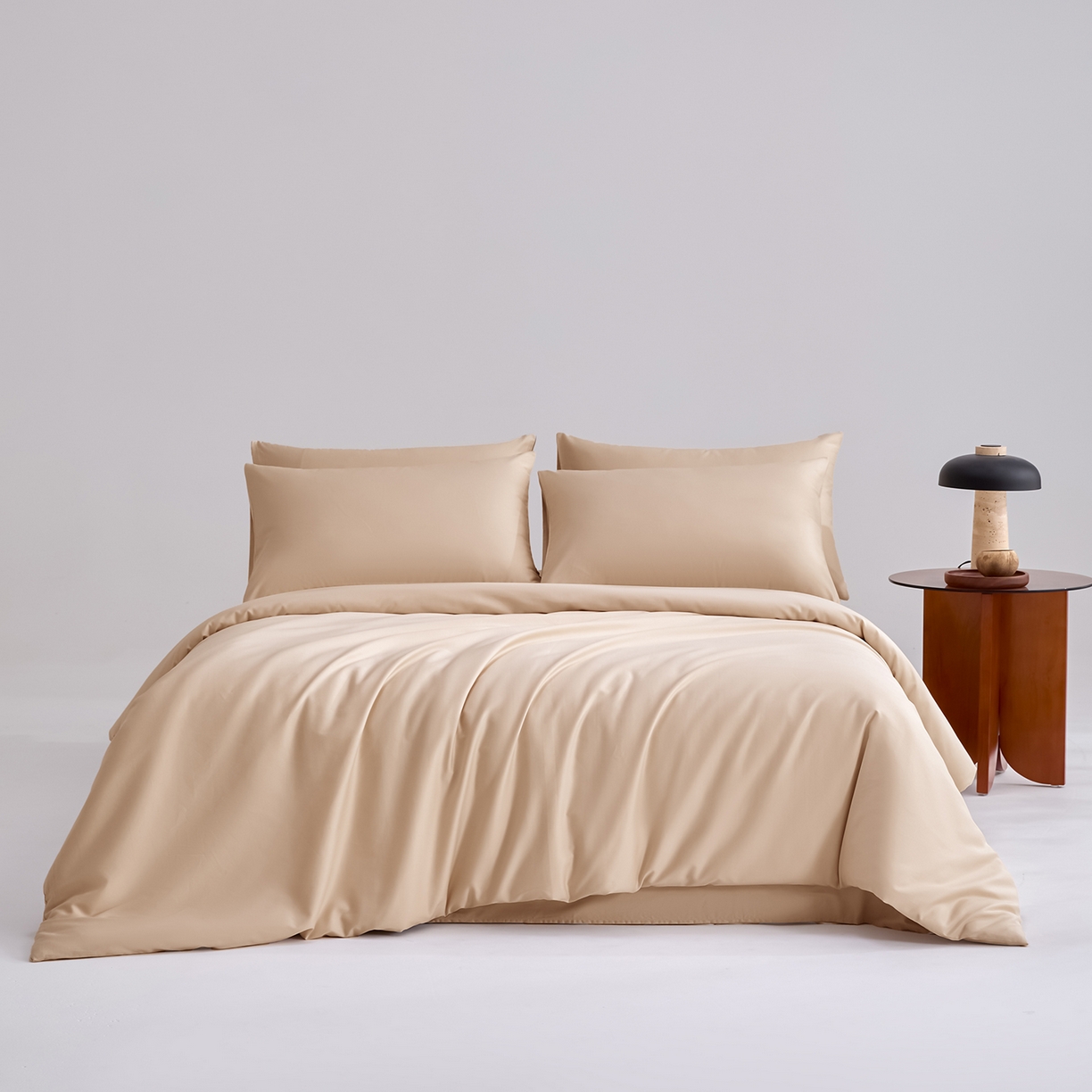 91家纺网 家纺一手货源 找家纺 合欢（原天一阁） 2026新款50s双股长绒棉全棉纯棉纯色四件套 香槟金