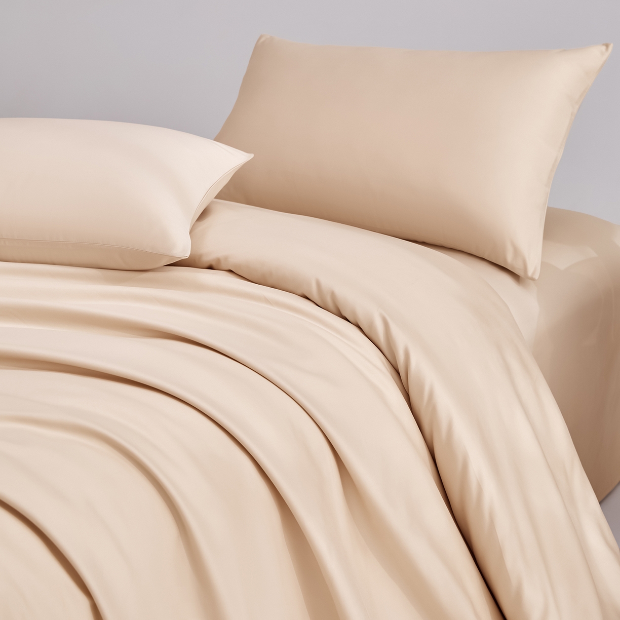 91家纺网 家纺一手货源 找家纺 合欢（原天一阁） 2026新款50s双股长绒棉全棉纯棉纯色四件套 香槟金