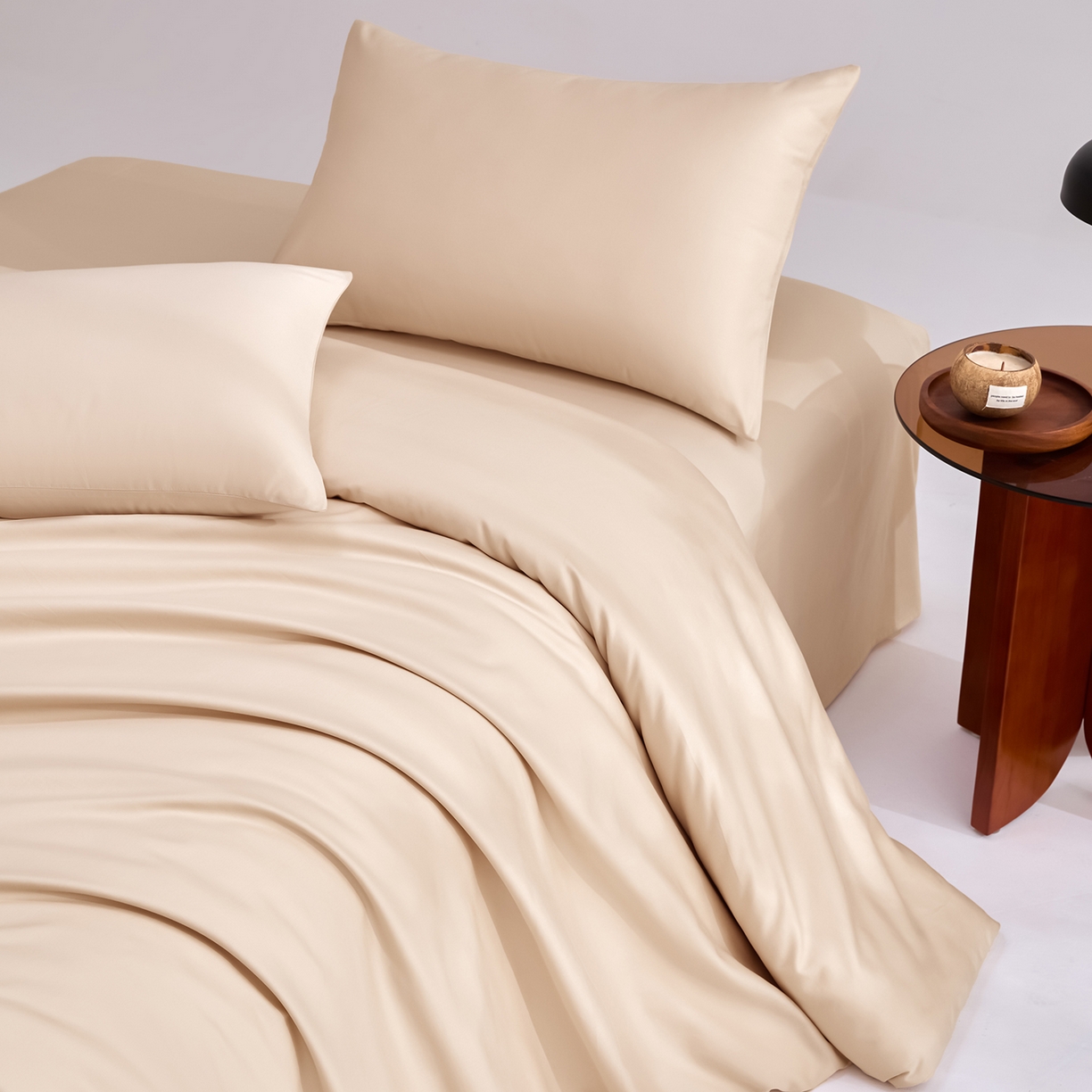 91家纺网 家纺一手货源 找家纺 合欢（原天一阁） 2026新款50s双股长绒棉全棉纯棉纯色四件套 香槟金