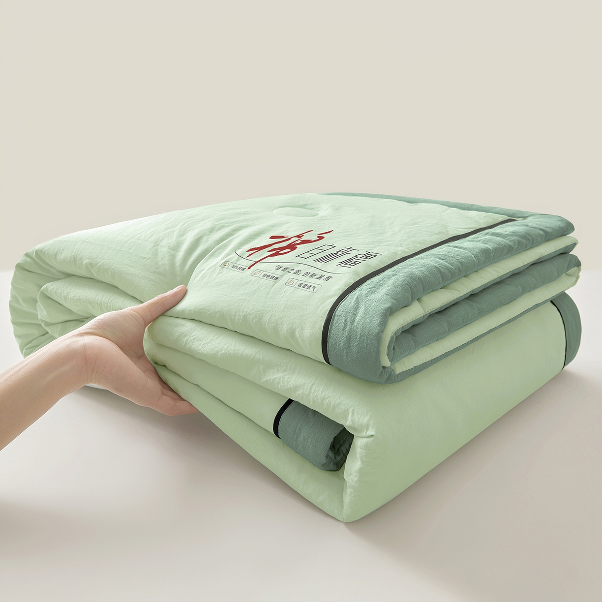 91家纺网 家纺一手货源 找家纺 创优家纺 2026新款新疆棉花夏被无印风纯色100%新疆棉夏凉被空调被棉花夏被棉花被子百分百新疆棉可水洗/可机洗棉花被（专版烫画 盗版必究） 棉朵-清新绿