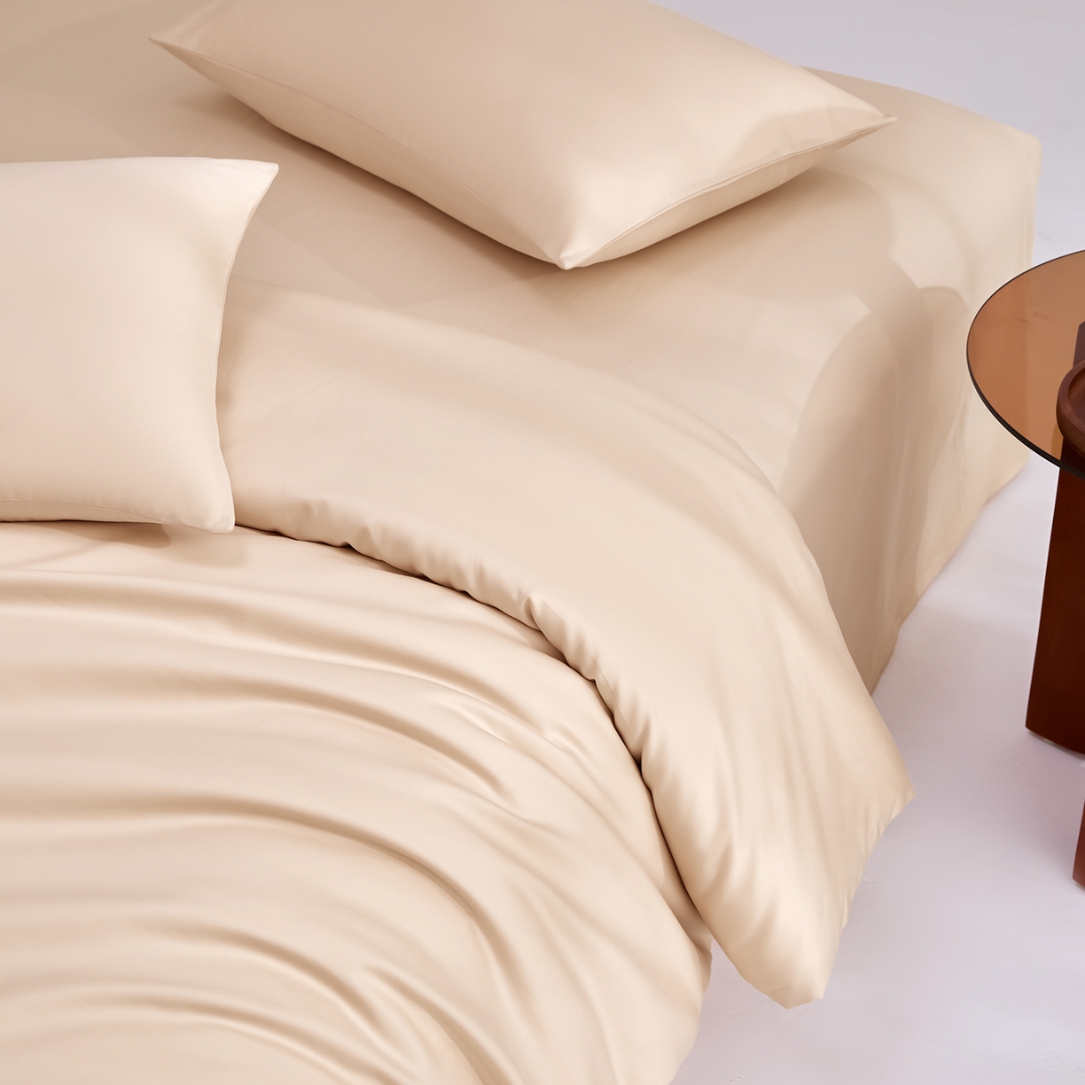 91家纺网 家纺一手货源 找家纺 合欢（原天一阁） 2026新款50s双股长绒棉全棉纯棉纯色四件套 香槟金