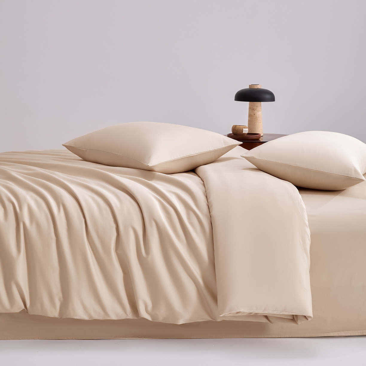 91家纺网 家纺一手货源 找家纺 合欢（原天一阁） 2026新款50s双股长绒棉全棉纯棉纯色四件套 香槟金