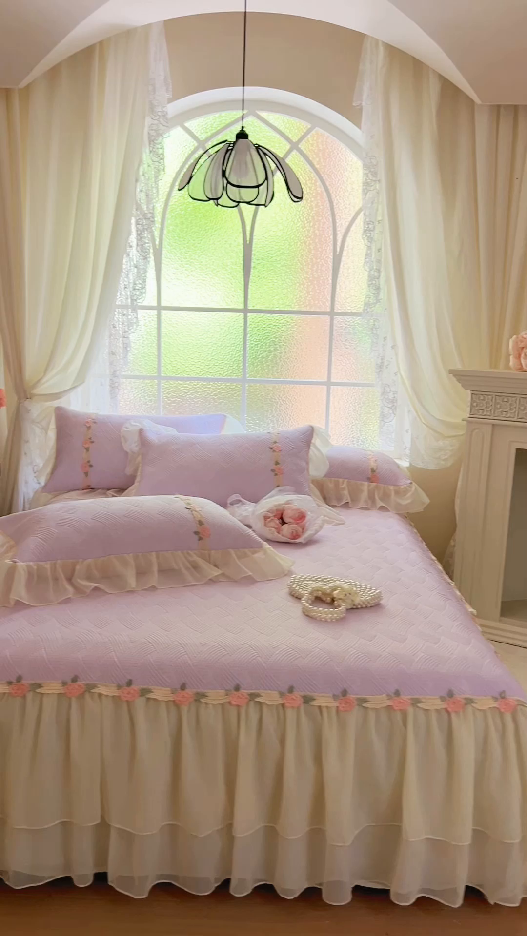 91家纺网 家纺一手货源 找家纺 瑞宝 2026新款负离子冰岛丝花边床裙款凉席席子三件套-莉莉安 莉莉安-梦幻紫