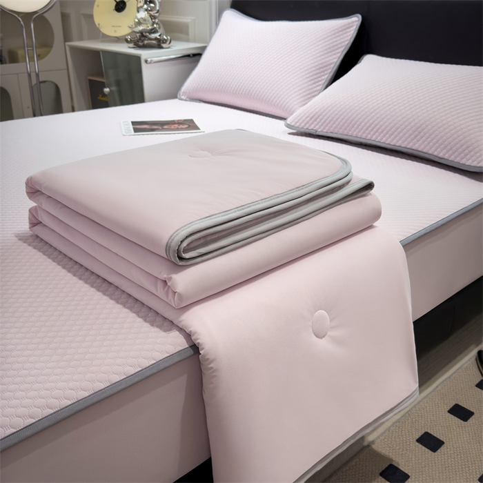 91家纺网 家纺一手货源 找家纺 乐家欣 2026新款凉感凉豆豆床笠款床席款凉席系列 凉豆豆-蜜桃粉（床笠款）