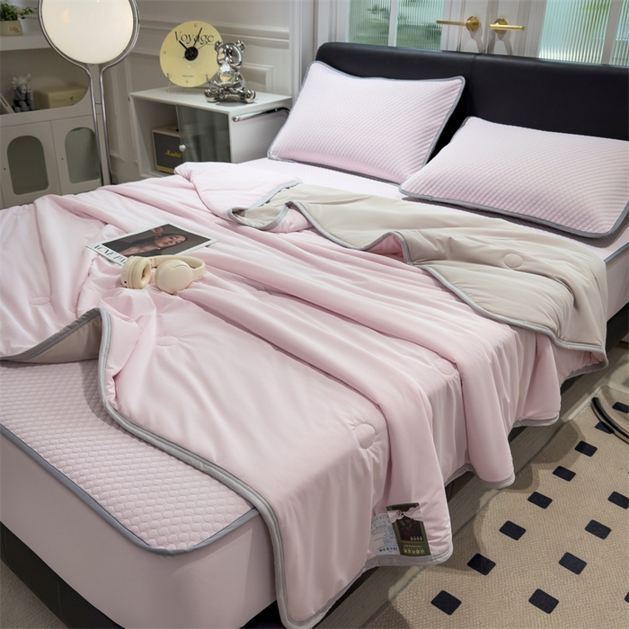 91家纺网 家纺一手货源 找家纺 乐家欣 2026新款凉感凉豆豆床笠款床席款凉席系列 凉豆豆-蜜桃粉（床笠款）