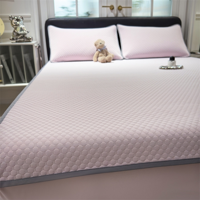 91家纺网 家纺一手货源 找家纺 乐家欣 2026新款凉感凉豆豆床笠款床席款凉席系列 凉豆豆-蜜桃粉（床笠款）