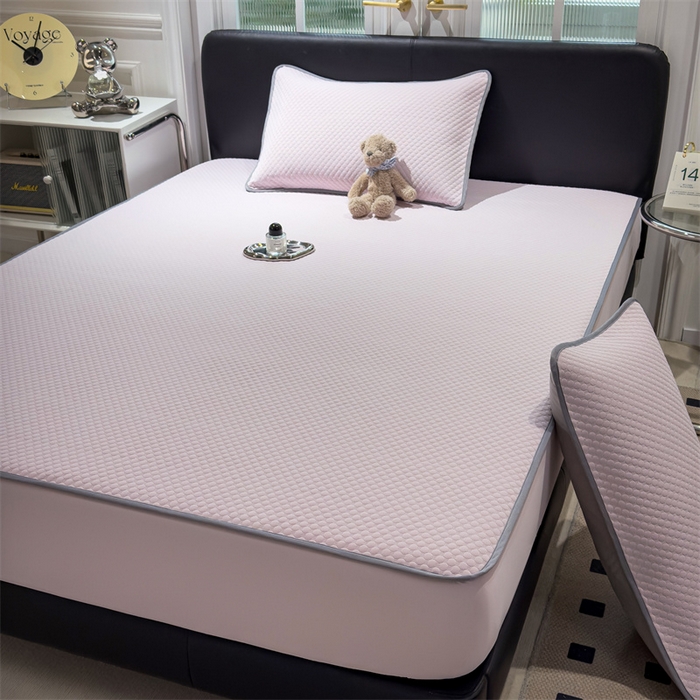 91家纺网 家纺一手货源 找家纺 乐家欣 2026新款凉感凉豆豆床笠款床席款凉席系列 凉豆豆-蜜桃粉（床笠款）