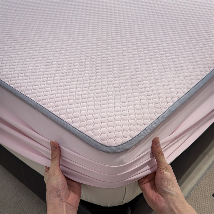 91家纺网 家纺一手货源 找家纺 乐家欣 2026新款凉感凉豆豆床笠款床席款凉席系列 凉豆豆-蜜桃粉（床笠款）