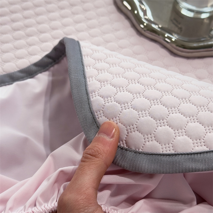 91家纺网 家纺一手货源 找家纺 乐家欣 2026新款凉感凉豆豆床笠款床席款凉席系列 凉豆豆-蜜桃粉（床笠款）