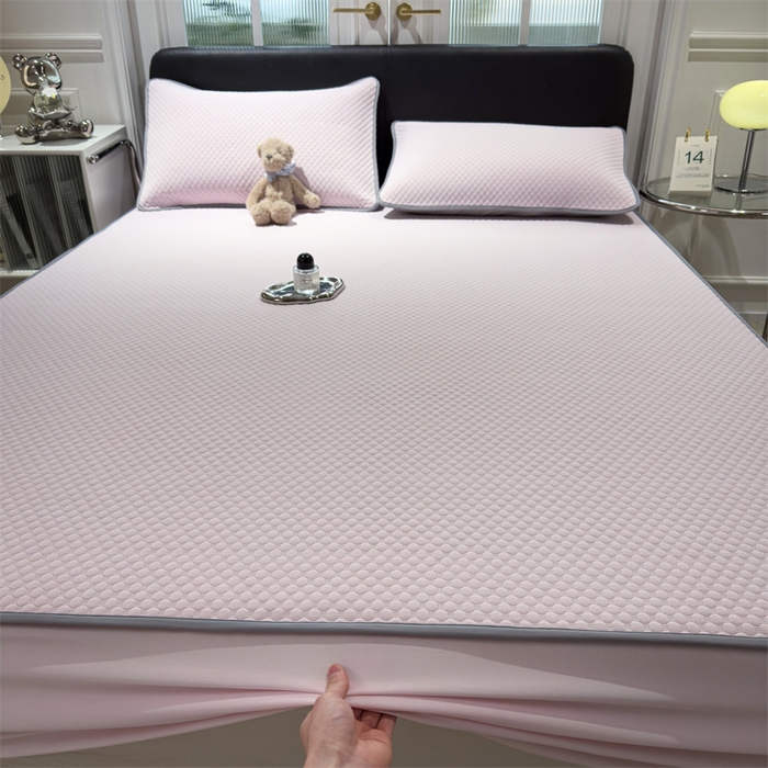 91家纺网 家纺一手货源 找家纺 乐家欣 2026新款凉感凉豆豆床笠款床席款凉席系列 凉豆豆-蜜桃粉（床笠款）