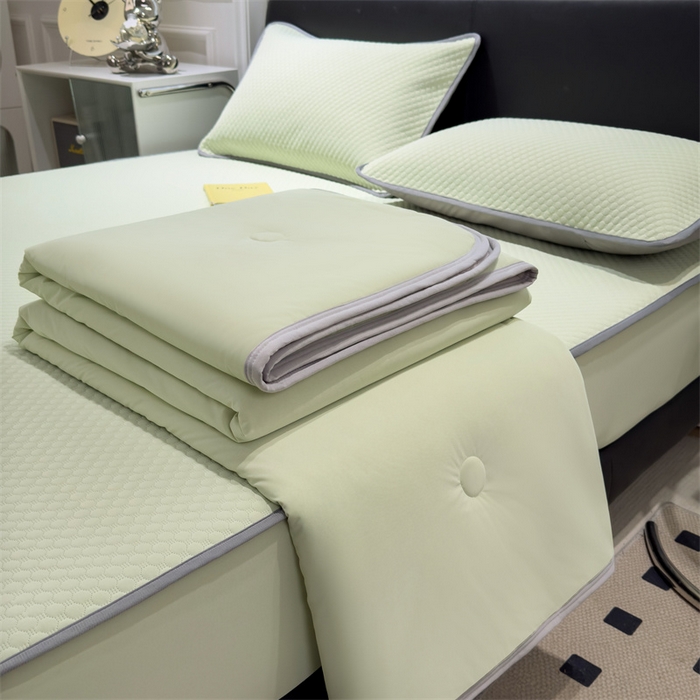 91家纺网 家纺一手货源 找家纺 乐家欣 2026新款凉感凉豆豆床笠款床席款凉席系列 凉豆豆-嫩绿（床笠款）