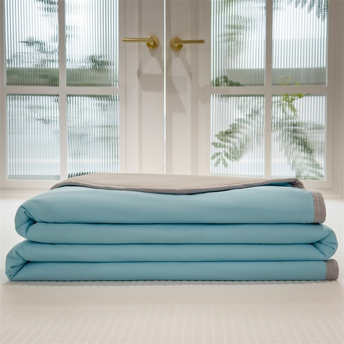 91家纺网 家纺一手货源 找家纺 乐家欣 2026新款凉感凉豆豆床笠款床席款凉席系列 凉感夏被-清水蓝