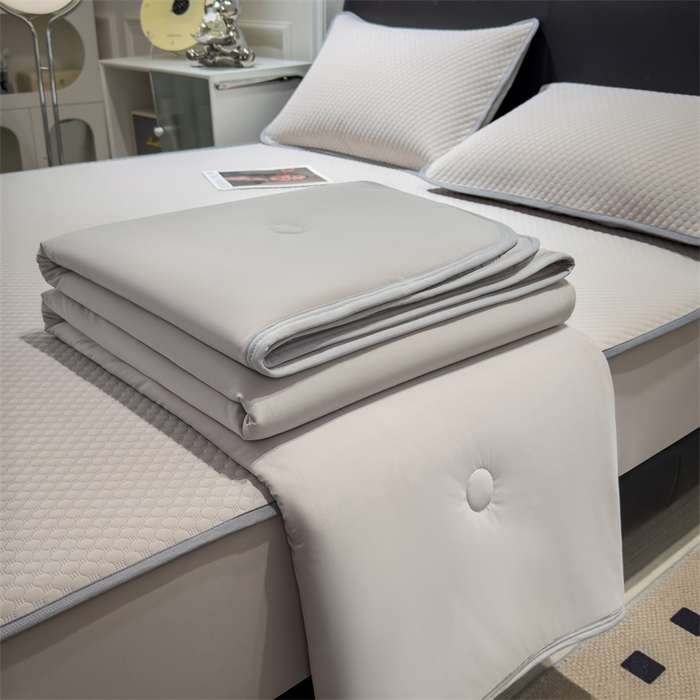 91家纺网 家纺一手货源 找家纺 乐家欣 2026新款凉感凉豆豆床笠款床席款凉席系列 凉豆豆-浅灰（床笠款）