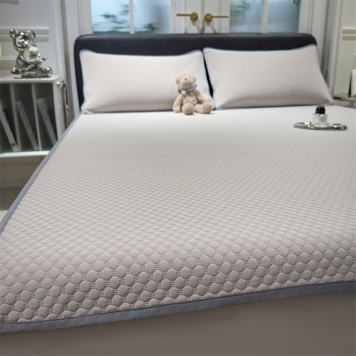 91家纺网 家纺一手货源 找家纺 乐家欣 2026新款凉感凉豆豆床笠款床席款凉席系列 凉豆豆-浅灰（床笠款）