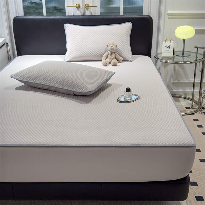 91家纺网 家纺一手货源 找家纺 乐家欣 2026新款凉感凉豆豆床笠款床席款凉席系列 凉豆豆-浅灰（床笠款）